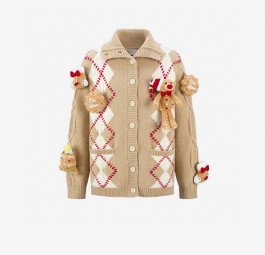 13DE Marzo Christmas Bear Gingerbread Cardigan “Camel” FR23D0882