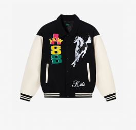 Doncare(AFGK) “Horse Logo Varsity Jacket Black White” AFL77
